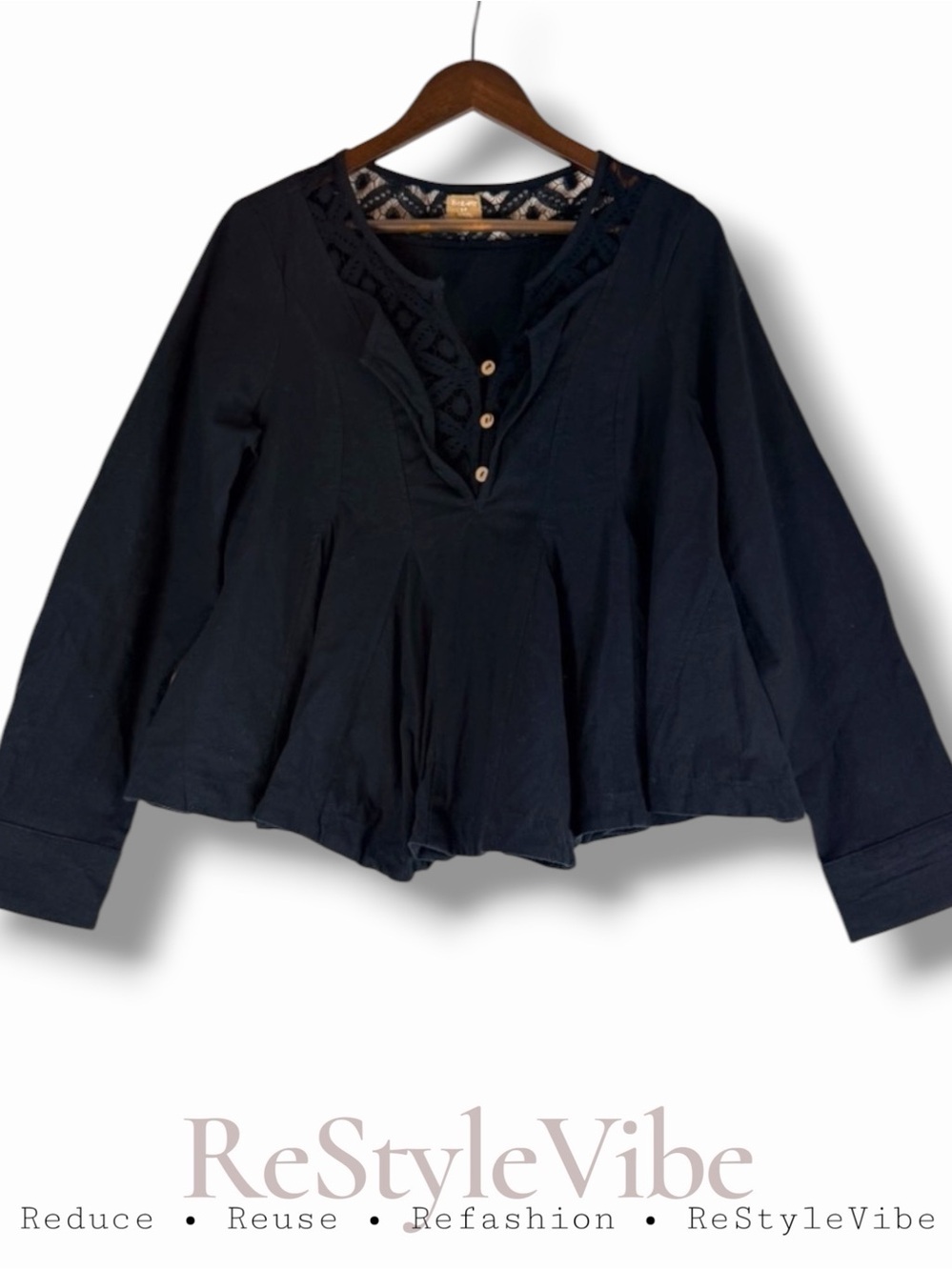 FREE PEOPLE FREE-EST Women’s Size S Top Shirt Blouse Peplum Style Oversized Crop
